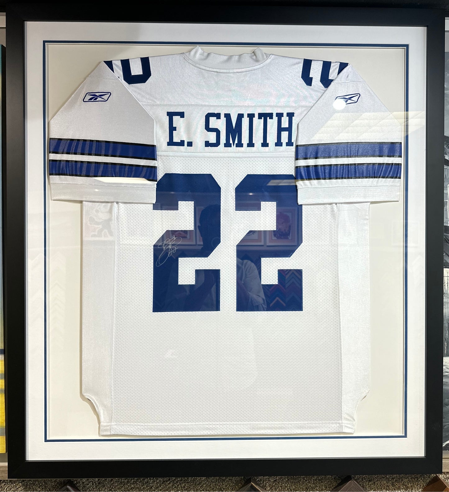 Emmitt Smith Autographed and Framed Blue Cowboys Jersey