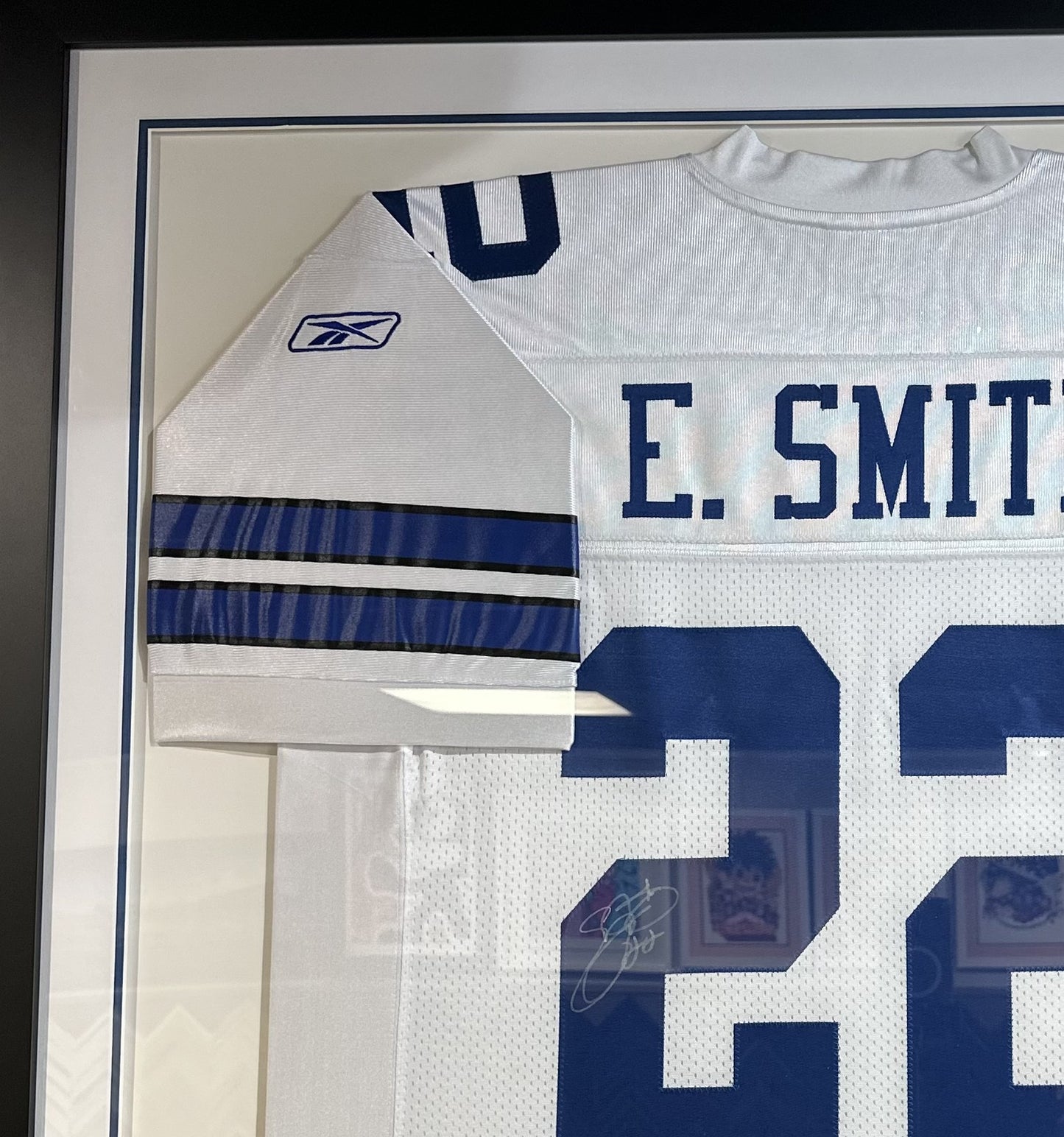 Emmitt Smith Autographed and Framed Blue Cowboys Jersey